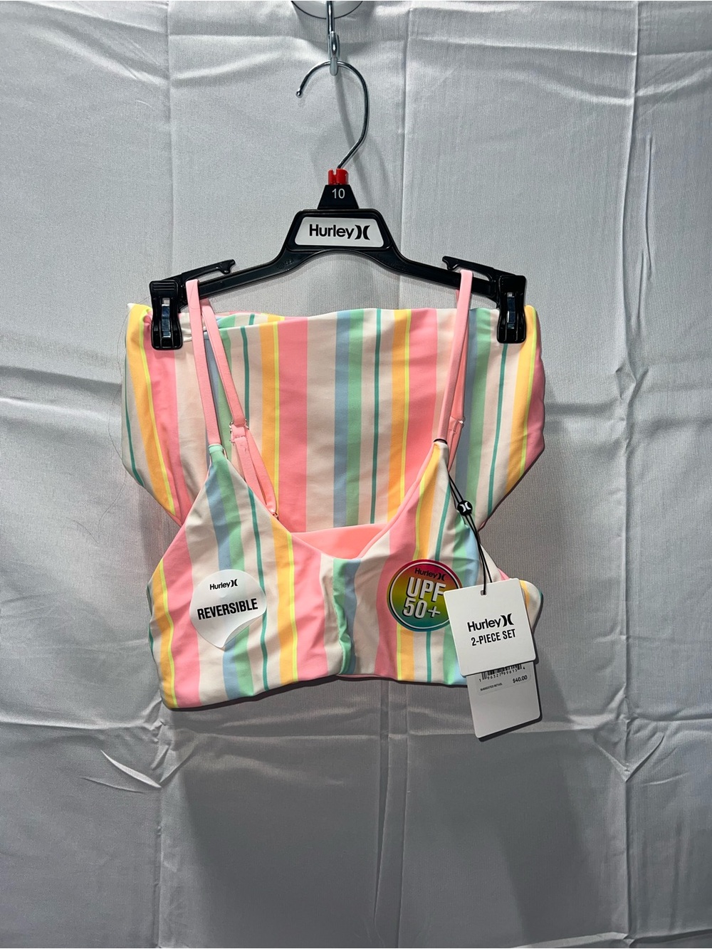 Hurley Pastel Pink Multi-Stripe Kids Bikini Set